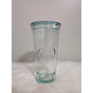 Starbucks‎ Recycled Green Glass Tumbler 20 oz Cold Cup With Clear Lid 2015